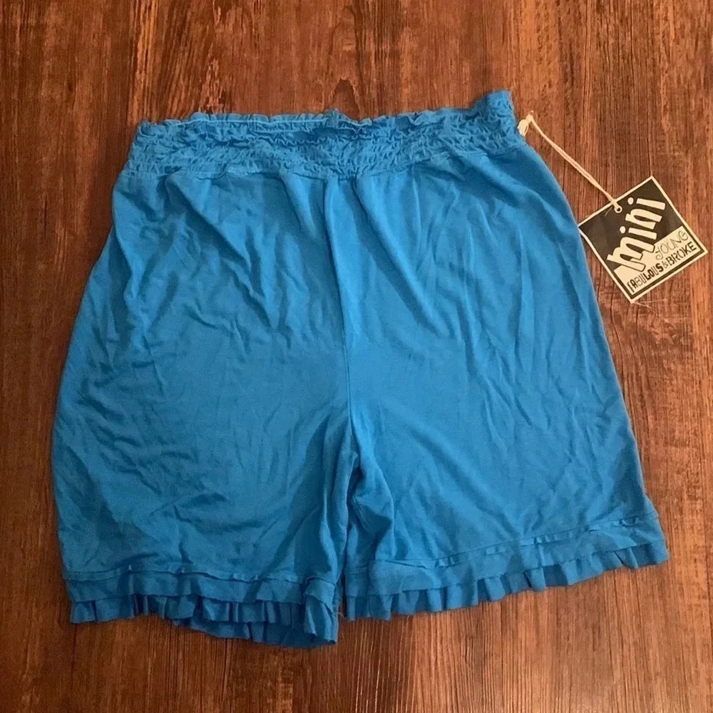 Young Fabulous & Broke Girls Ruffle Trim Shorts Blue Sz 12 NWT